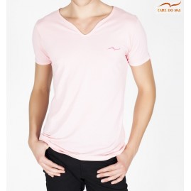 T-shirt rose col en vague...